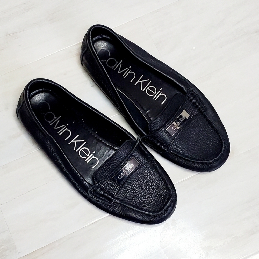 Calvin Klein black leather loafers